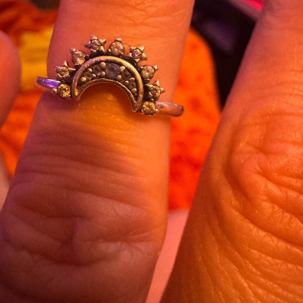 Pandora Silver Sun and Moon Ring Set - Picture 4 of 9